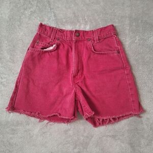 vintage levi red/burgundy denim cut-off shorts